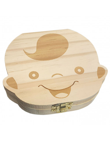 Caja de madera para guardar dientes de leche, bote y pinza incluidos, regalo para niños, almacenaje huecos para dientes, 12,7 x