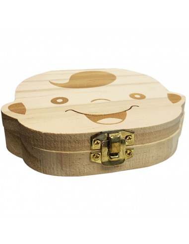 Caja de madera para guardar dientes de leche, bote y pinza incluidos, regalo para niños, almacenaje huecos para dientes, 12,7 x