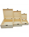 Set de 3 cajas cuadradas de madera natural sin tratar, juego cajas decorativas, cierre metálico, almacenaje objetos de valor, jo