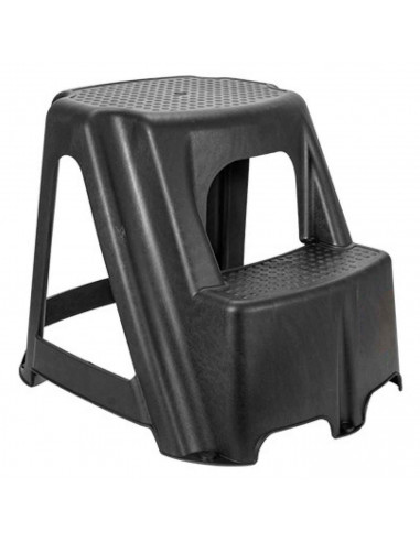 Tradineur - Taburete de plástico con dos peldaños, banqueta con escalón, escalera de dos pasos ligera y resistente, hogar, 44,5