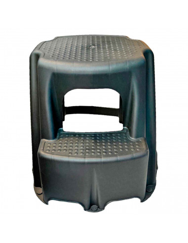 Tradineur - Taburete de plástico con dos peldaños, banqueta con escalón, escalera de dos pasos ligera y resistente, hogar, 44,5