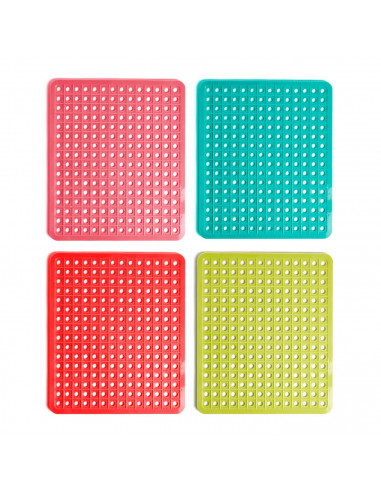Tradineur - Salvaplatos antideslizante, protege el fregadero, 32 x 27 cm, color surtido, alfombrilla escurreplatos con orificios