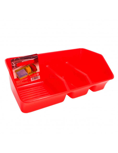 Plastic Forte - Porta estropajos con 3 compartimentos 21,6 x 7,9 x 12,3 cm, color aleatorio, organizador de fregadero, soporte p