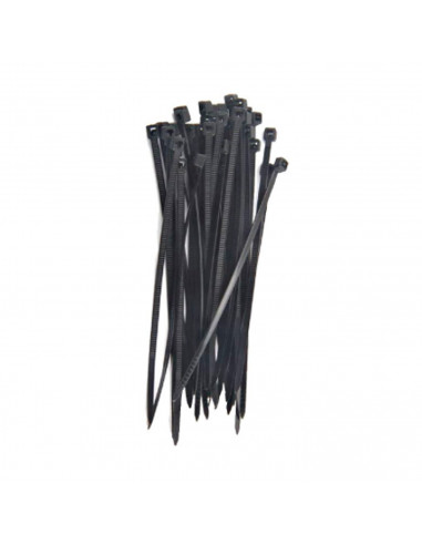 Pack de 40 bridas de nylon negro, bridas para cables, organizador, bloqueo, fijación, dimensiones 20 x 0.36 cm
