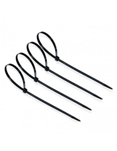 Pack de 40 bridas de nylon negro, bridas para cables, organizador, bloqueo, fijación, dimensiones 20 x 0.36 cm