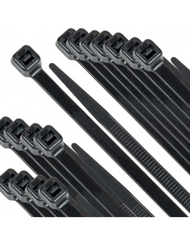Pack de 40 bridas de nylon negro, bridas para cables, organizador, bloqueo, fijación, dimensiones 35 x 0.7 cm