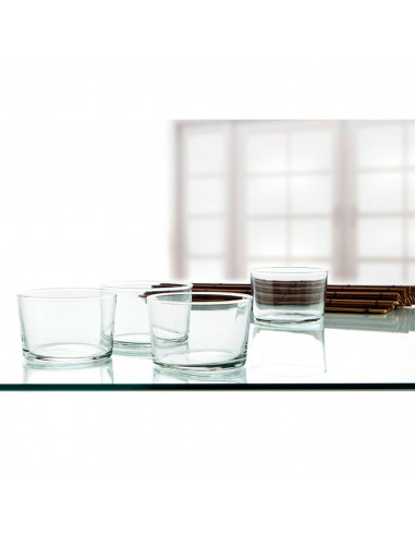 Tradineur - Juego de 12 vasos de cristal 23 cl, modelo "Ruta", pack 12 vasos para licores, bebidas, 8,2 x 6 cm, ligeros, aptos p