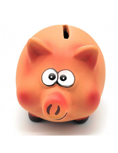 Tradineur - Hucha de cerdito de cerámica decorativa, recipiente de ahorro de dinero infantil, decoración original para niños y n