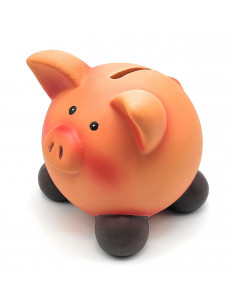 Tradineur - Hucha cerdito de cerámica, recipiente decorativo de ahorro de dinero infantil, decoración original para niños y niña