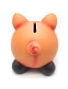 Tradineur - Hucha cerdito de cerámica, recipiente decorativo de ahorro de dinero infantil, decoración original para niños y niña