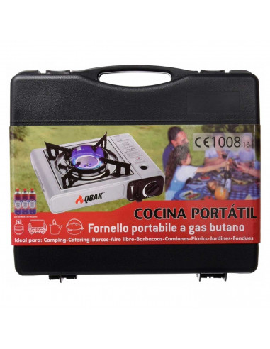 Cocina portátil a gas con un hornillo, mini cocina de camping compacta y ligera, 1 fuego, con maletín de transporte, acampada, a
