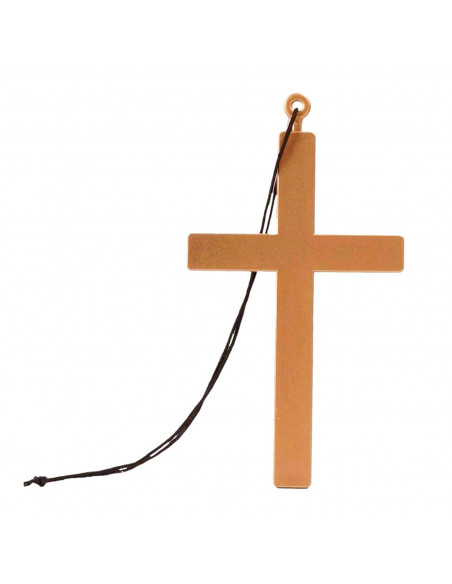 Tradineur - Cruz de plástico para halloween, disfraz, carnaval, fiestas, colgante de cruz de sacerdote, color dorado, 23 x 13 x
