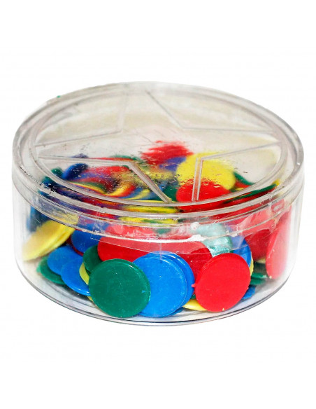 Tradineur - Fichas parchís, 100 fichas de repuesto en 4 colores surtidos de 15 mm de diámetro, accesorios para parchís en bote