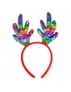 Diadema navideña brillo para disfraz de reno, cinta, aro, tocado para el cabello, pelo, gorro de fiesta para niños y adultos