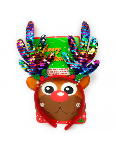 Diadema navideña brillo para disfraz de reno, cinta, aro, tocado para el cabello, pelo, gorro de fiesta para niños y adultos