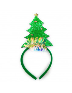 Diadema navideña con luces intermitentes y diseño de árbol de navidad, cinta, aro, tocado para el cabello, pelo, gorro de fiesta