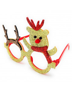 Gafas navideñas redondas con purpurina brillante, complemento para celebraciones, fiestas de disfraces, navidad, niños y adultos