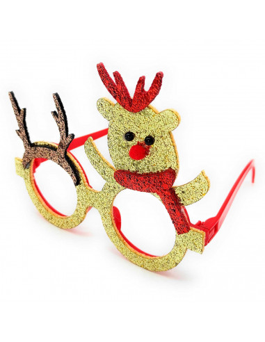 Gafas navideñas redondas con purpurina brillante, complemento para celebraciones, fiestas de disfraces, navidad, niños y adultos