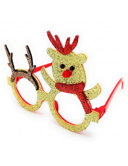 Gafas navideñas redondas con purpurina brillante, complemento para celebraciones, fiestas de disfraces, navidad, niños y adultos