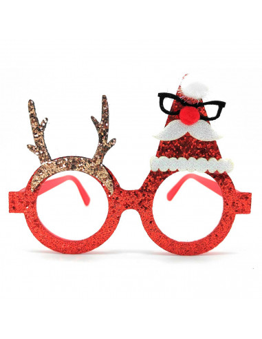 Gafas navideñas redondas con purpurina brillante, complemento para celebraciones, fiestas de disfraces, navidad, niños y adultos