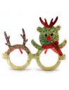 Gafas navideñas redondas con purpurina brillante, complemento para celebraciones, fiestas de disfraces, navidad, niños y adultos