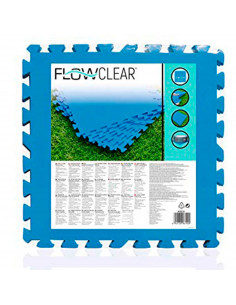 Tradineur - Protector de suelo para piscina, Set de 9 piezas de 50 x 50 cm, color azul, 4 mm de grosor. Tapete, alfombra puzzle