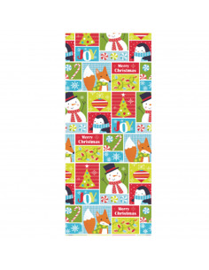 Tradineur - Rollo de papel de regalo navideño, hoja, lámina para envolver regalos, juguetes, cumpleaños, papá noel, abetos, 70 c