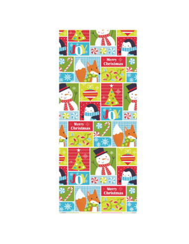 Tradineur - Rollo de papel de regalo navideño, hoja, lámina para envolver regalos, juguetes, cumpleaños, papá noel, abetos, 70 c
