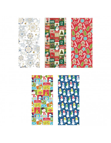 Tradineur - Rollo de papel de regalo navideño, hoja, lámina para envolver regalos, juguetes, cumpleaños, papá noel, abetos, 70 c