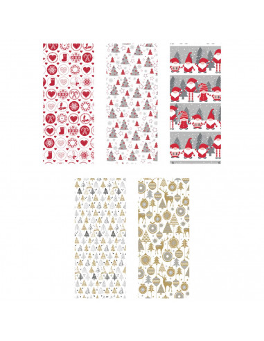Tradineur - Rollo de papel de regalo navideño, hoja, lámina para envolver regalos, juguetes, cumpleaños, papá noel, abetos, 70 c