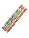 Tradineur - Rollo de papel de regalo navideño, hoja, lámina para envolver regalos, juguetes, cumpleaños, papá noel, abetos, 70 c