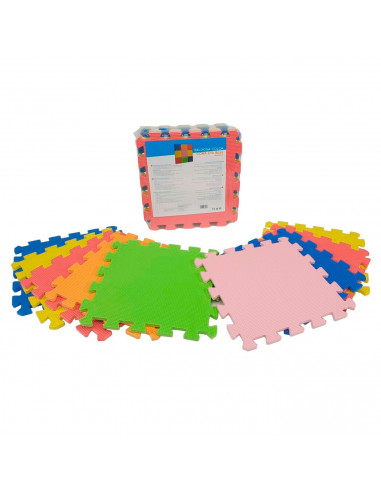 Pack de 9 baldosas de goma eva de colores, esterilla, puzzle para suelo de gimnasio, alfombrilla de protección, fitness, 31,5 x