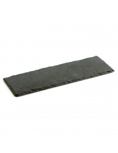 Tradineur - Plato de Pizarra Rectangular, Bandeja para hosteleria, servicio y degustación, Canto rústico, Tabla de Piedra Natura