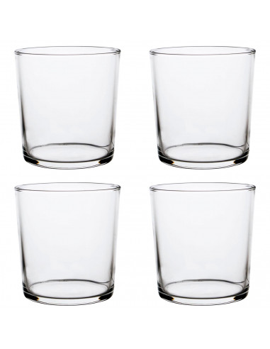 Tradineur - Set de 4 vasos de cristal de 36 cl, P4, pack, juego de vasos para agua, bebidas, cerveza, licores, 8,9 x 8,5 cm, lig