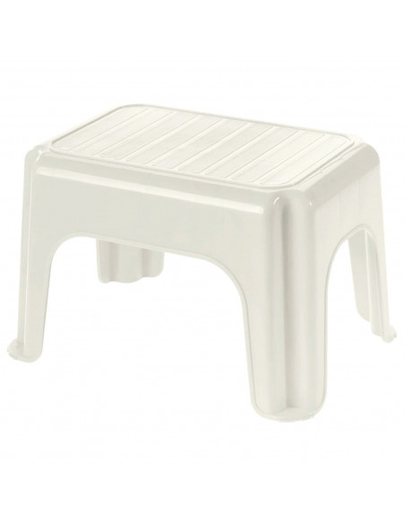 Taburete de plástico, uso doméstico, peso máximo 100 kg, banqueta, escalón, peldaño alzador ligero, 18,4 x 26,5 x 18,5 cm, blanc