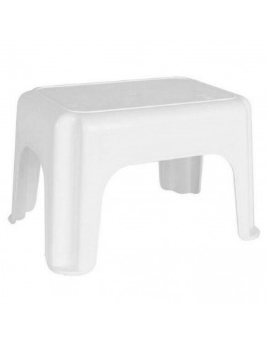 Taburete de plástico, uso doméstico, peso máximo 100 kg, banqueta, escalón, peldaño alzador ligero, 18,4 x 26,5 x 18,5 cm, blanc