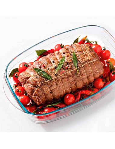 Tradineur - Fuente para horno rectangular - Fabricado en Vidrio - Apto para horno, microondas, congelador y lavavajillas - 2,6 L