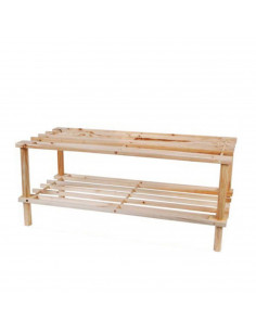 Zapatero de madera con 2 estantes, estantería de madera natural multiusos, Soporte 2 niveles. Ideal para recibidor - 63 x 26 x 2
