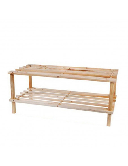 Zapatero de madera con 2 estantes, estantería de madera natural multiusos, Soporte 2 niveles. Ideal para recibidor - 63 x 26 x 2