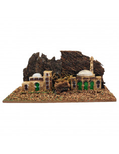 Tradineur - Pueblo rural para belén, corcho y resina, figura decorativa para nacimiento, pesebre, navidad, 7 x 16,5 x 7,5 cm, mo