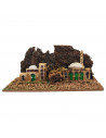 Tradineur - Pueblo rural para belén, corcho y resina, figura decorativa para nacimiento, pesebre, navidad, 7 x 16,5 x 7,5 cm, mo