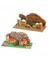 Tradineur - Pueblo rural para belén, corcho y resina, figura decorativa para nacimiento, pesebre, navidad, 7 x 16,5 x 7,5 cm, mo