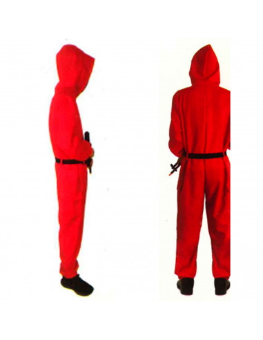 Mono rojo con capucha, calamar, disfraz personaje serie de televisión, incluye mono y cinturón, carnaval, halloween, cosplay, ad