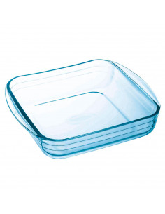 Tradineur - Fuente para horno cuadrado - Fabricado en Vidrio - Apto para horno, microondas, congelador y lavavajillas - 1 Litro