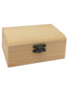 Caja de madera rectangular, tapa con esquinas redondeadas, cierre metálico, cajita, cofre decorativo, almacenaje objetos, joyas,