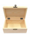 Caja de madera rectangular, tapa con esquinas redondeadas, cierre metálico, cajita, cofre decorativo, almacenaje objetos, joyas,