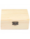 Caja de madera rectangular, tapa con esquinas redondeadas, cierre metálico, cajita, cofre decorativo, almacenaje objetos, joyas,