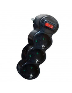 Ladrón con 3 tomas schuko e interruptor de encendido, adaptador, enchufe múltiple de pared para oficina, hogar, 16A 250V, máx. 3