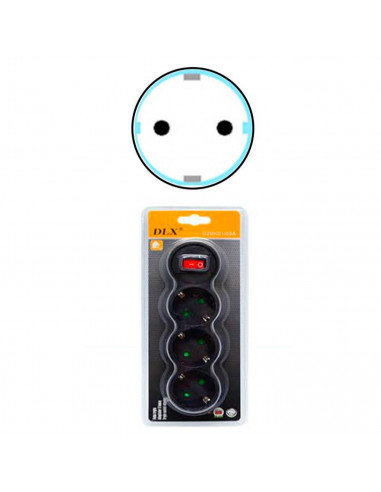 Ladrón con 3 tomas schuko e interruptor de encendido, adaptador, enchufe múltiple de pared para oficina, hogar, 16A 250V, máx. 3