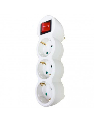 Ladrón, 3 tomas schuko e interruptor de encendido, adaptador, enchufe múltiple de pared para oficina, hogar, 16A 250V, máx. 3680
